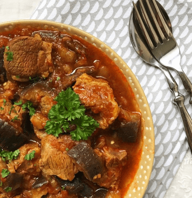 Agneau aubergine
